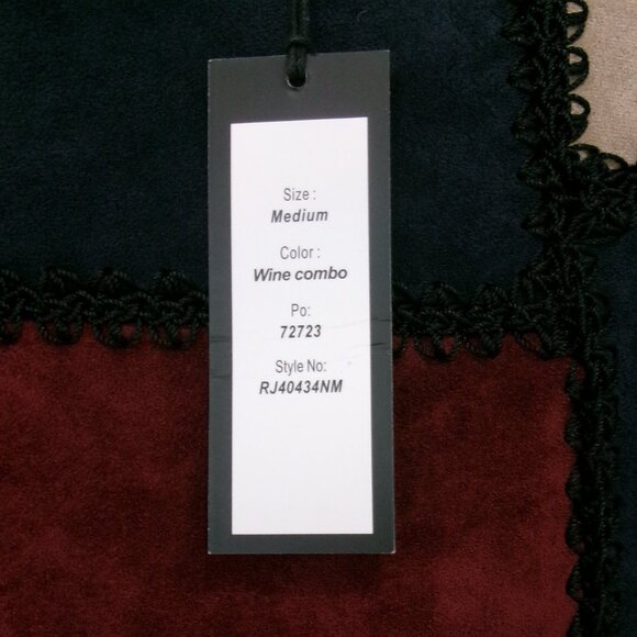 New Romeo + Juliet Faux Suede Colorblock Patchwork Mini Skirt Wine Black Blue M - Picture 5 of 12